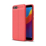 Kvy Huawei Y6 2018 Deri Görünümlü Lux Niss Silikon Kılıf - Kırmızı