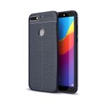 Kvy Huawei Y6 2018 Deri Görünümlü Lux Niss Silikon Kılıf - Lacivert