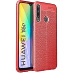 Kvy Huawei Y6P Deri Görünümlü Lux Niss Silikon Kılıf - Kırmızı