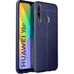 Kvy Huawei Y6P Deri Görünümlü Lux Niss Silikon Kılıf - Lacivert
