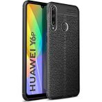 Kvy Huawei Y6P Deri Görünümlü Lux Niss Silikon Kılıf - Siyah