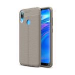 Kvy Huawei Y7 Prime 2019 Deri Görünümlü Lux Niss Silikon Kılıf - Gri