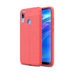 Kvy Huawei Y7 Prime 2019 Deri Görünümlü Lux Niss Silikon Kılıf - Kırmızı