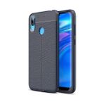 Kvy Huawei Y7 Prime 2019 Deri Görünümlü Lux Niss Silikon Kılıf - Lacivert