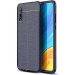 Kvy Huawei Y8P Deri Görünümlü Lux Niss Silikon Kılıf - Lacivert
