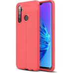 Kvy Realme 5i Deri Görünümlü Lux Niss Silikon Kılıf - Kırmızı