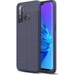 Kvy Realme 5i Deri Görünümlü Lux Niss Silikon Kılıf - Lacivert