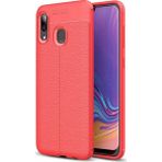 Kvy Samsung Galaxy A10S Deri Görünümlü Lux Niss Silikon Kılıf - Kırmızı