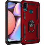 Kvy Samsung Galaxy A10S Yüzüklü Standlı Vega Kılıf + Nano Ekran Koruyucu - Kırmızı