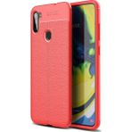 Kvy Samsung Galaxy A11 Deri Görünümlü Lux Niss Silikon Kılıf - Kırmızı