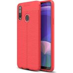 Kvy Samsung Galaxy A20S Deri Görünümlü Lux Niss Silikon Kılıf - Kırmızı