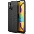Kvy Samsung Galaxy A21S Deri Görünümlü Lux Niss Silikon Kılıf - Siyah