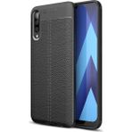Kvy Samsung Galaxy A30S Deri Görünümlü Lux Niss Silikon Kılıf - Siyah
