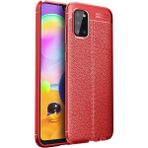 Kvy Samsung Galaxy A31 Deri Görünümlü Lux Niss Silikon Kılıf - Kırmızı