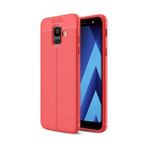 Kvy Samsung Galaxy A6 2018 Deri Görünümlü Lux Niss Silikon Kılıf - Kırmızı