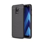 Kvy Samsung Galaxy A6+ Plus Deri Görünümlü Lux Niss Silikon Kılıf - Siyah