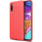 Kvy Samsung Galaxy A70 Deri Görünümlü Lux Niss Silikon Kılıf - Kırmızı