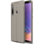 Kvy Samsung Galaxy A9 2018 Deri Görünümlü Lux Niss Silikon Kılıf - Gri