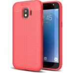 Kvy Samsung Galaxy J4 Deri Görünümlü Lux Niss Silikon Kılıf - Kırmızı