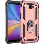 Kvy Samsung Galaxy J4 Plus Yüzüklü Standlı Vega Kılıf - Bronz