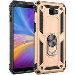 Kvy Samsung Galaxy J4 Plus Yüzüklü Standlı Vega Kılıf + Nano Ekran Koruyucu - Altın