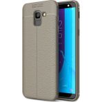Kvy Samsung Galaxy J6 Deri Görünümlü Lux Niss Silikon Kılıf - Gri