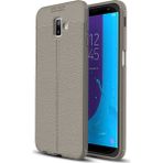 Kvy Samsung Galaxy J6+ Plus Deri Görünümlü Lux Niss Silikon Kılıf - Gri