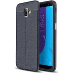 Kvy Samsung Galaxy J6+ Plus Deri Görünümlü Lux Niss Silikon Kılıf - Lacivert
