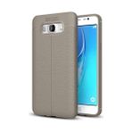 Kvy Samsung Galaxy J7 2016 Deri Görünümlü Lux Niss Silikon Kılıf - Gri