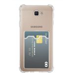 Kvy Samsung Galaxy J7 Prime 2 Kamera Korumalı Kartlıklı Setra Şeffaf Silikon Kılıf