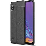 Kvy Samsung Galaxy M10 Deri Görünümlü Lux Niss Silikon Kılıf - Siyah