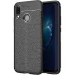 Kvy Samsung Galaxy M30 Deri Görünümlü Lux Niss Silikon Kılıf - Siyah
