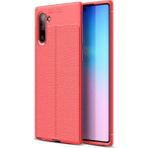 Kvy Samsung Galaxy Note 10 Deri Görünümlü Lux Niss Silikon Kılıf - Kırmızı