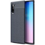 Kvy Samsung Galaxy Note 10 Deri Görünümlü Lux Niss Silikon Kılıf - Lacivert