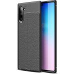 Kvy Samsung Galaxy Note 10 Deri Görünümlü Lux Niss Silikon Kılıf - Siyah