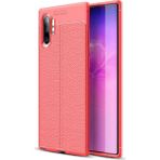 Kvy Samsung Galaxy Note 10+ Plus Deri Görünümlü Lux Niss Silikon Kılıf - Kırmızı