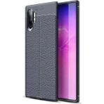 Kvy Samsung Galaxy Note 10+ Plus Deri Görünümlü Lux Niss Silikon Kılıf - Lacivert