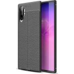 Kvy Samsung Galaxy Note 10+ Plus Deri Görünümlü Lux Niss Silikon Kılıf - Siyah