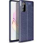 Kvy Samsung Galaxy Note 20 Deri Görünümlü Lux Niss Silikon Kılıf - Lacivert