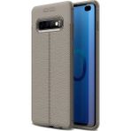 Kvy Samsung Galaxy S10 Deri Görünümlü Lux Niss Silikon Kılıf - Gri