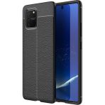 Kvy Samsung Galaxy S10 Lite (A91) Deri Görünümlü Lux Niss Silikon Kılıf - Siyah