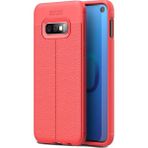 Kvy Samsung Galaxy S10E Deri Görünümlü Lux Niss Silikon Kılıf - Kırmızı