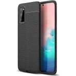 Kvy Samsung Galaxy S20 Deri Görünümlü Lux Niss Silikon Kılıf - Siyah