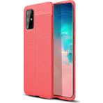 Kvy Samsung Galaxy S20+ Plus Deri Görünümlü Lux Niss Silikon Kılıf - Kırmızı