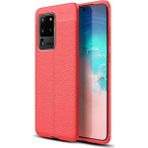 Kvy Samsung Galaxy S20 Ultra Deri Görünümlü Lux Niss Silikon Kılıf - Kırmızı
