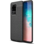 Kvy Samsung Galaxy S20 Ultra Deri Görünümlü Lux Niss Silikon Kılıf - Siyah