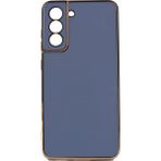 Kvy Samsung Galaxy S21 Fe Parlak Kenarlı Bark Silikon Kılıf - Açık Mavi
