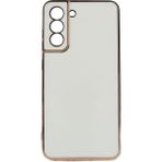 Kvy Samsung Galaxy S21 Fe Parlak Kenarlı Bark Silikon Kılıf - Beyaz