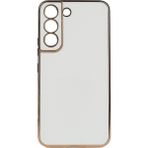 Kvy Samsung Galaxy S22 Parlak Kenarlı Bark Silikon Kılıf - Beyaz