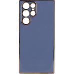 Kvy Samsung Galaxy S22 Ultra Parlak Kenarlı Bark Silikon Kılıf - Açık Mavi